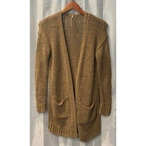 Free People Women's Size XS Knitted Brown Long Sleeve Open Front Cardigan